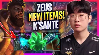 ZEUS TRIES K'SANTE WITH NEW ITEMS! - T1 Zeus Plays K'sante TOP vs Rumble! | Season 2024