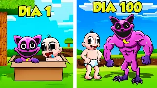 ¡SOBREVIVÍ 100 DÍAS con CATNAP ! 😱 BEBÉ NOOB pero JUEGA MINECRAFT 100 dias