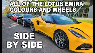 All the Lotus Emira Colours | Side by Side | for the First Time | Wheel and Interior Options.