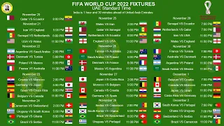 FIFA WORLD CUP FIXTURES 2022 / QATAR WORLD CUP 2022 / DAY BY DAY FIFA WORLD CUP FIXTURES 2022