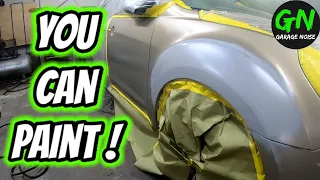 Preparing primer and painting your car. how to use wet bed and smart blend. diy paint  auto body.