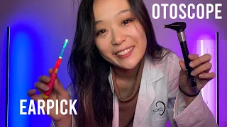 ASMR VR180 (Lying Down) |  ✨ Super tingly ✨ Otoscope and Earpick combo (w/ unintelligible whispers)