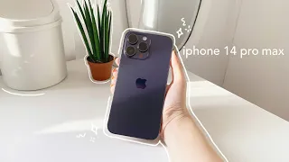 unboxing iphone 14 pro max in deep purple + setup, camera test 🔮