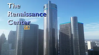 Detroit Renaissance Center + Fly through - 4K drone footage