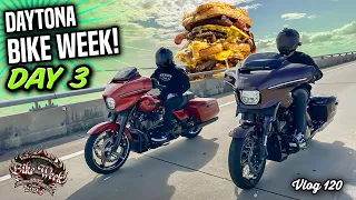 Day 3 at Daytona Bike Week | World's Biggest Burger? - Vlog 120