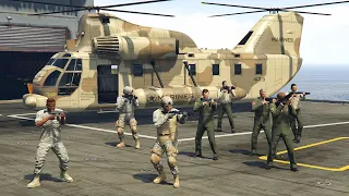 US Army Zombie Defense on Aircraft Carrier - GTA 5 NPC Wars