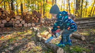 His First Chainsaw - Cams first Stihl chainsaw toy