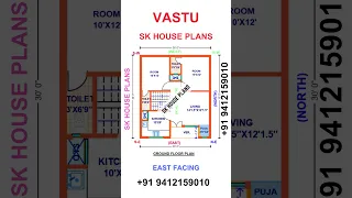 Vastu East Facing House Plan 26 x 30 / 780 Sqft / 87 Sqyds Home Design by SK House Plans {SN 1725}