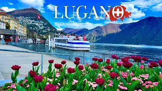 LUGANO SWITZERLAND🇨🇭Charming Swiss City Walking Tour in Spring