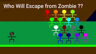 Escape the Zombie  -  Survival Stickman Race in Algodoo