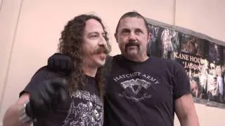 Kane Hodder chokes Dark Travel's host Ari Lehman.