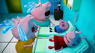 Peppa pig 3D Sad Story Animation: Peppa, George please wake up! Don't leave Daddy and Mommy!!