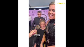 Pink with her husband and kids at the 2022 AMAs