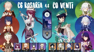 4.6 SPIRAL ABYSS | C6 Rosaria Melt & C0 Venti Archons Hyperbloom - GENSHIN IMPACT MOBILE