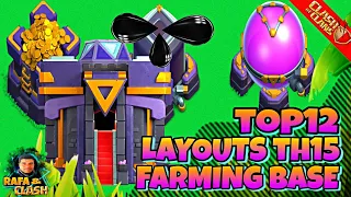 TOP 12 CV15 FARM BASES 2023 - TOWN HALL 15 - BEST TOP12 TH15 FARMING BASE WITH LINK CLASH OF CLANS