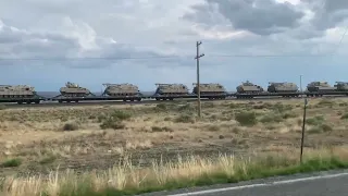 Yet another Union Pacific train with military hardware, in/near Rawlins, Wyoming, westbound 7/28/22