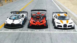 Bugatti Bolide GTR vs Bugatti Divo GTR vs Bugatti Chiron GTR at Special Stage Route X