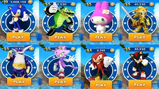 Sonic Dash All 52 Characters Unlocked - Movie Sonic Movie Knuckles Movie Tails Shadow Charmy