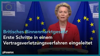 EU-Kommissionspräsidentin von der Leyen zur Reaktion auf das britische Binnenmarktgesetz am 01.10.20