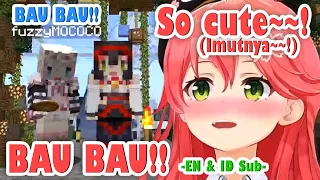 Miko First Cute Interaction With Mococo in Minecraft & Miko Keeps Saying "Bau Bau" [Hololive]