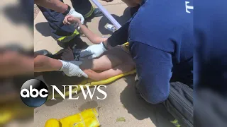 2 kids hurt after wind sends trampoline flying