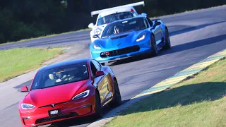 Tesla Plaid vs Everything VIR Full Course Stock Everything 2:08 on OUT LAP!