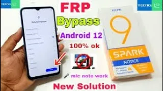 Tecno spark 9 pro kg5p google account frp bypass 2023