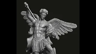 Archangel Michael 3d statue.