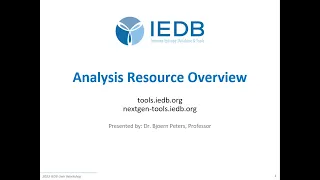 2023 User Workshop – 1.2 – IEDB Analysis Resource Overview & Section 1 Q&A