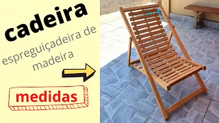cadeira espreguiçadeira de madeira medidas