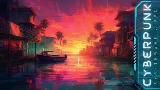 A Synthwave 🌅 Sunset Over Water Experience 🤩 the Ultimate Cyberpunk 🌇 Serenity!
