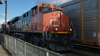 WINTER TRAINS CN Mixed Freight With Parked Auto Racks at Lachine EXO Station