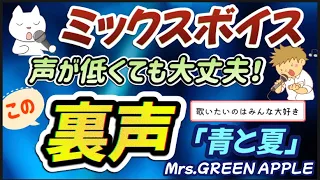 【低い声の方へ】ミックスボイスの素にもなるこの裏声で歌いたい！青と夏 Mrs.GREEN APPLE