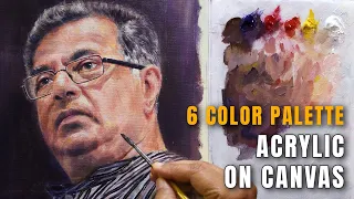 Portrait Painting with [6 Color Palette] Girish Karnad Acrylic Portrait Painting Time Lapsed