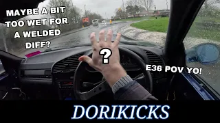 POV E36 318is -  DRIFT CAR drive to work in RAINSTORM