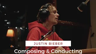 Justin Bieber Composing and conducting(Music).🎼🎵🎵🎻🎻