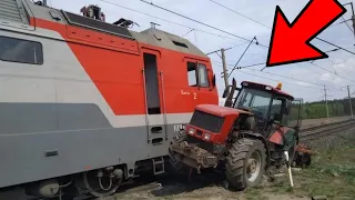 Неудачные и необычные случаи  с тракторами и строительной техникой. №8