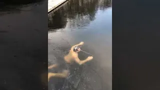 Guy Bumps Head on Ice During Frozen Lake Swim || ViralHog