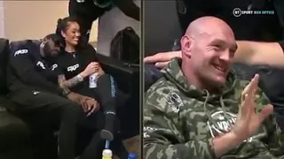 Hilarious Tyson Fury  Vs Deontay Wilder blows kiss and taunts Deontay and girlfriend