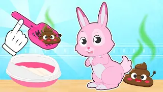 BABY PETS 💩🚽  La coneja Ruby aprende a hacer popó en el baño