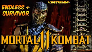 MK11 *SCORPION* ENDLESS / SURVIVOR TOWER GAMEPLAY! (LIVESTREAM) 1080p 60 FPS (GETTING READY FOR MK1)