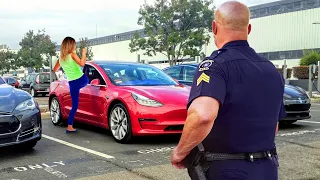 KAREN Tries Stealing My Tesla... (ARRESTED)