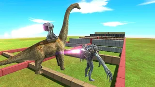 Herbivorous Dinosaurs VS Infernals Through Blocks with Jet Engines - Animal Revolt Battle Simulator