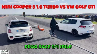 Mini Cooper S 1.6 Turbo vs Vw Golf GTI drag race 1/4 mile 🚦🚗 - 4K UHD
