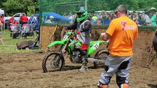 KX450 RIDER FLYS OFF TRACK INTO WOODS AT GUNSTOCK HILL CLIMB LACONIA 2023