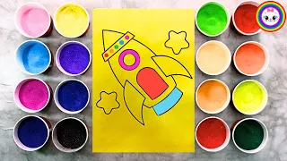 Space Rocket Sand Painting Coloring For Kids And Toddlers || Sand Art Space Shuttle