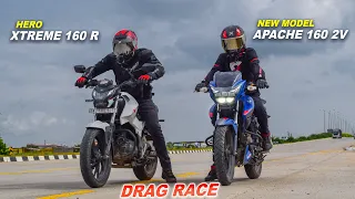 New 2022 Apache 160 2V vs Xtreme 160R : Drag Race || Top End Race Battle