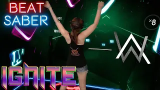 Beat Saber || Ignite by Alan Walker & K-391 (Expert+) First Attempt || Mixed Reality