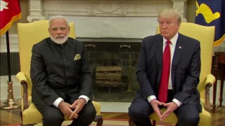 Trump greets Modi at White House