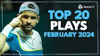 De Minaur Insane Rally, Dimitrov Wrist Flick & Monfils One-Hander | February 2024 Top 20 Shots!